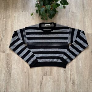 Equipment Femme Gray Black Striped Long Sleeve Sweater size S